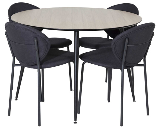 Venture Design Silar & Vault spisegruppe Natur/svart 4 st stoler & bord 100 cm