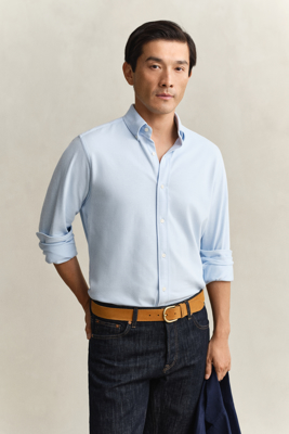 GANT Reg Jersey Pique Stretch Shirt - Blue - S