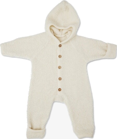 Smallstuff Jumpsuit Bouclé Merino Wool W. Buttons And Hoodie   Cream   68 74