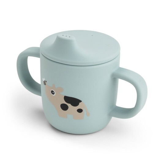Done By Deer Silicone Spout Cup 2-Handle Tiny Farm Blue