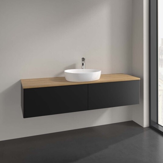 Villeroy & Boch Antao Servantskap med 2 skuffer 160x50x36 cm u/lys Sort Matt/Eik Villeroy & Boch Antao Servantskap med 2 skuffer 160x50x36 cm u/lys Sort Matt/Eik