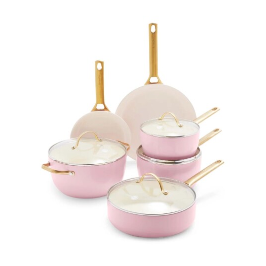 Greenpan Padova gryteog stekepannesett 10 deler Blush pink Greenpan Padova gryteog stekepannesett 10 deler Blush pink