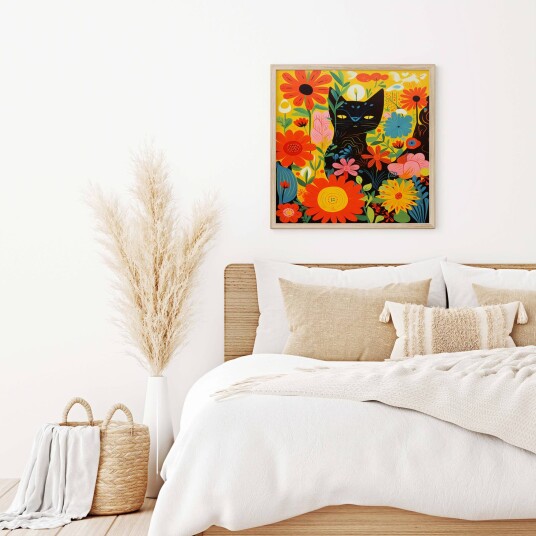 Namly Design Plakat Blomstrete Svart Katt POSTER0SIH4O
