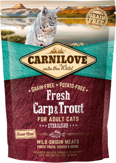 Carnilove Tørrfôr for Katter med Karpe og ørret 2 kg - Kastrert & Kornfritt