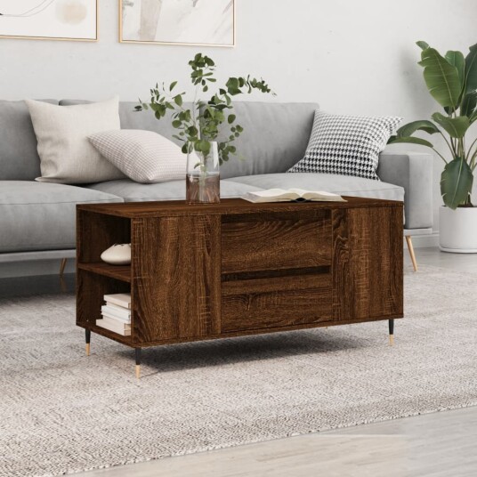 vidaXL Salongbord brun eik 102x44,5x50 cm konstruert tre