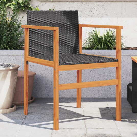 Hagestoler 2 stk svart polyrotting og heltre 368708 Hagestoler 2 stk svart polyrotting og heltre 368708