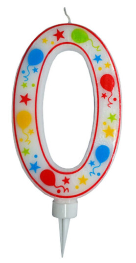 Bursdagslys 8 cm - Tallet 0
