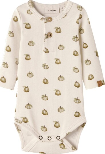 Lil" Atelier Body I/e   NbmGayo   Turtledove/Pumpkin   Lil Atelier   1½ år (86)   Langermet Body Armygrønn Beige Hvit