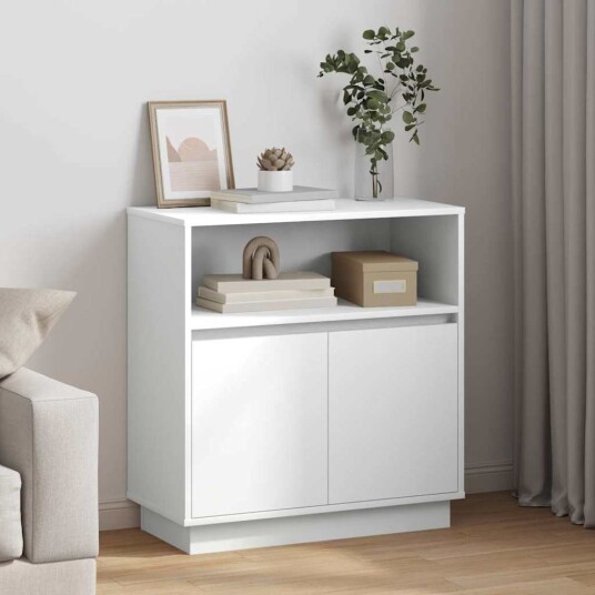  Serviesskap med LED Hvit 71 x 34,5 x 75 cm Konstruert tre