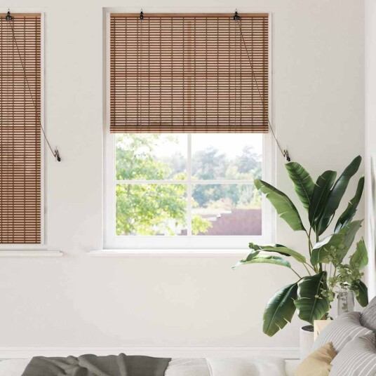 Vindu Persienne med gardiner Brun 120 x 160 cm Bambus