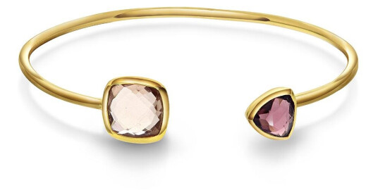 Pan Jewelry Mirage armring i 925 forgylt sølv med syntetisk morganitt og rhodolitt