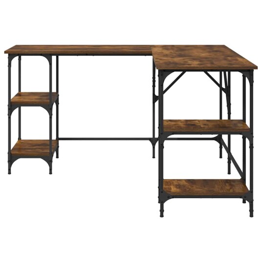 vidaXL Skrivebord røkt eik 139x139x75 cm konstruert tre