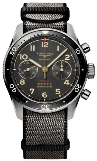 Longines Herreklokke L3.821.1.53.2 Spirit Flyback Sort/Tekstil Ø42 mm Longines Herreklokke L3.821.1.53.2 Spirit Flyback Sort/Tekstil Ø42 mm