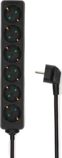 Nedis 6 veis skjøtekontakt 3m sort ESOC630F1BK