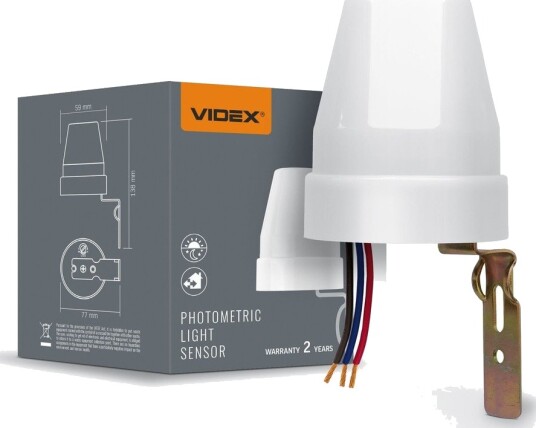 Videx 10A skumringsrelé IP44 lyssensor til innendørs og utendørs bruk Videx 10A skumringsrelé IP44 lyssensor til innendørs og utendørs bruk
