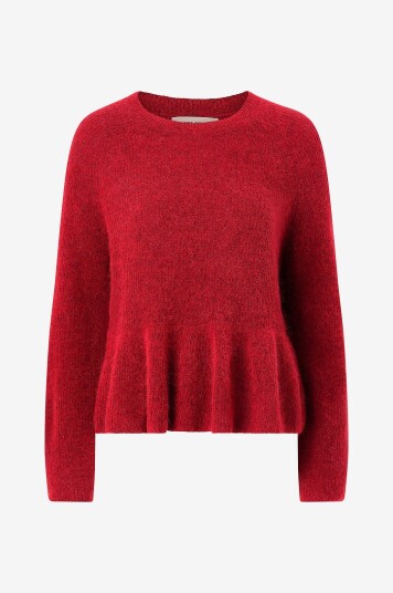 MOS MOSH Pullover mmThora O neck Frill Knit Rød