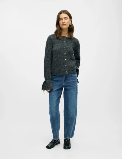 Object Objsalika L/S Re Knit Cardigan 142 - Grey - L Object Objsalika L/S Re Knit Cardigan 142 - Grey - L