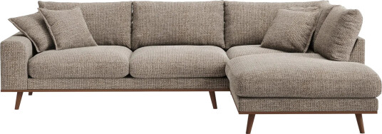 Copenhagen Premium 4 personers Højrevendt L formet Dyb Chaiselongsofa i Chenille   Brun