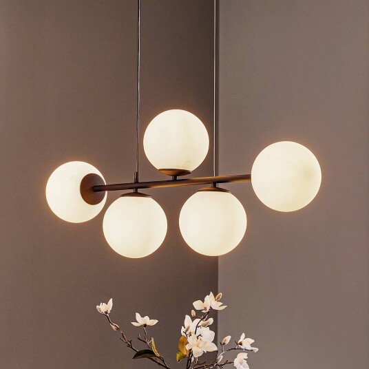 TK Lighting Celeste pendellampe med sfærisk glass fem lamper