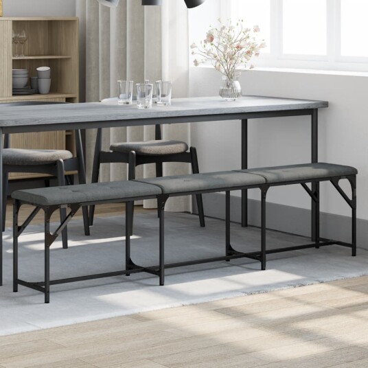 Spisebenk mørkegrå 186x32x45 cm stål og stoff 8721012164284