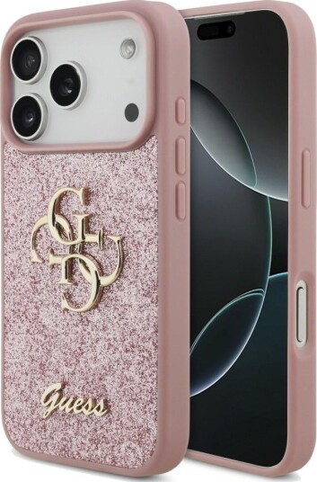Guess Fixed Glitter 4G Mobildeksel til iPhone 17 Pro / 18 Pro - Rosa