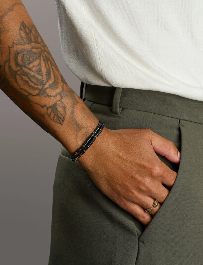 Nialaya Black Onyx Heishi Wrap Bracelet Black M