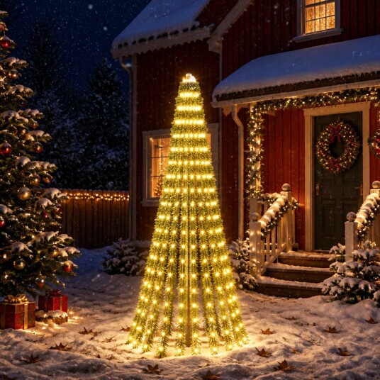 vidaXL LED juletre 220 cm 460 LED-lys Varmhvit Stål Grønn