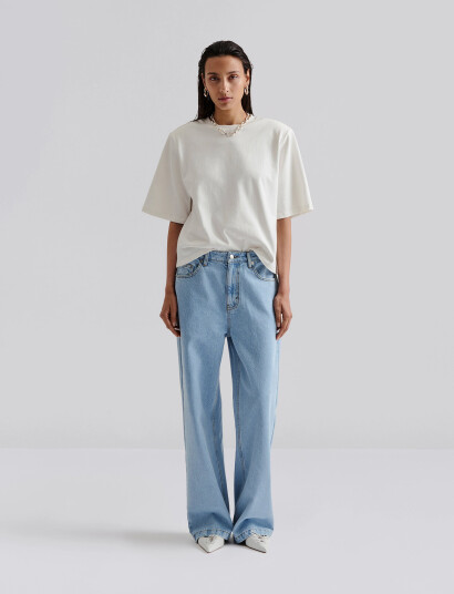 Malina Matilda Slouchy Mid Rise Wide Jeans - Blue - 27