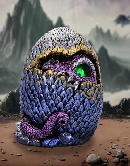 Blå/Gullfarget Drage Egg Dekorasjon 15,2 cm Blå/Gullfarget Drage Egg Dekorasjon 15,2 cm