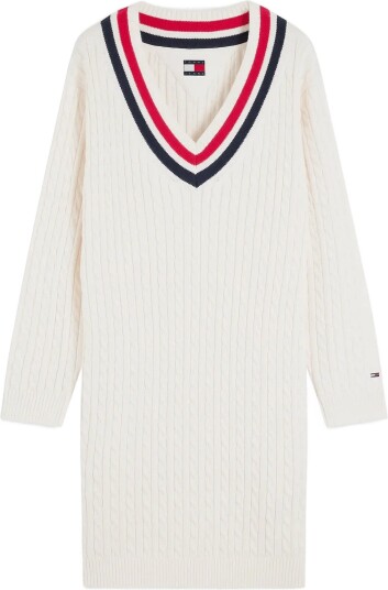 Tommy Jeans Tjw Cable Rwb Sweater Dress Ext   Cream   XS