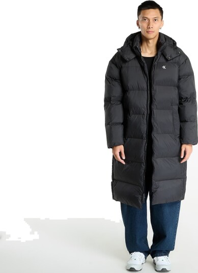 Calvin Klein Jeans Ls Long Length Hooded Nylon Puff - Black - S