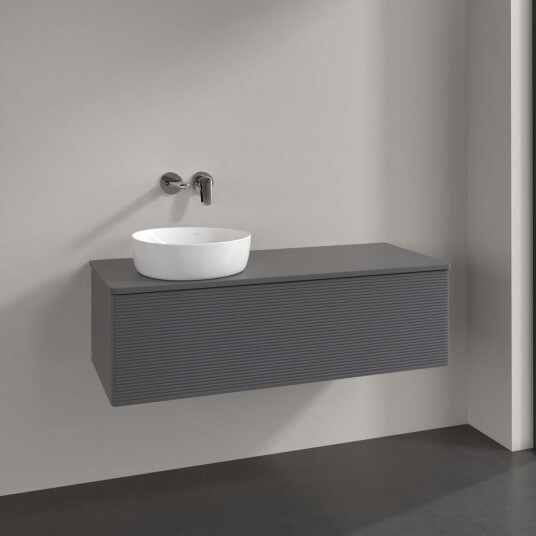 Villeroy & Boch Antao Servantskap med 1 skuff 120x50x36 cm m/lys Antrasitt Matt Villeroy & Boch Antao Servantskap med 1 skuff 120x50x36 cm m/lys Antrasitt Matt