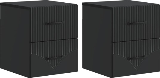  Vegghengt Nattbord 2 pcs Svart 34,5 x 33 x 40 cm Konstruert tre