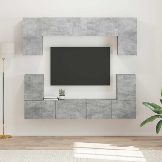 TV benksett Veggmontert 5 pcs Betonggrå Konstruert tre TV benksett Veggmontert 5 pcs Betonggrå Konstruert tre