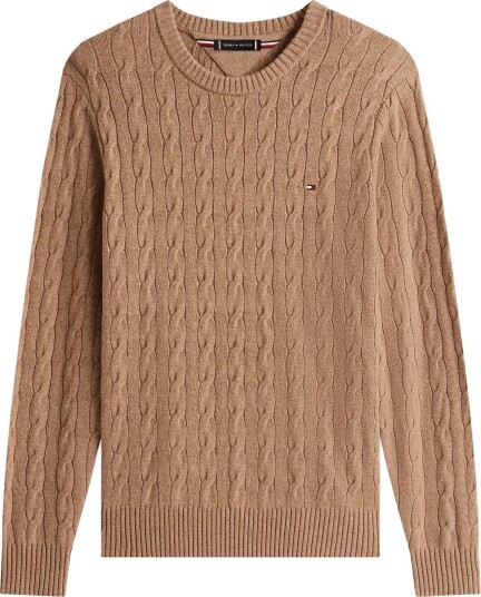Tommy Hilfiger Lambswool Cable Crew SAFARI CANVAS HEATHER S Tommy Hilfiger Lambswool Cable Crew SAFARI CANVAS HEATHER S