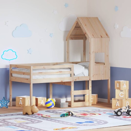 Høyseng med tak voksbrun 75x190 cm heltre furu 8721102669170