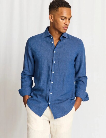 Bruun & Stengade Bs Tahaka Casual Modern Fit Shirt Blue S