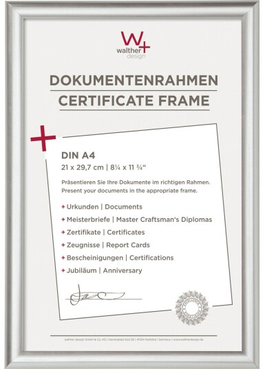 Walther Trendstyle KP130S DIN A4 bilderamme 21x29,7 SÃ¸lvharpiks
