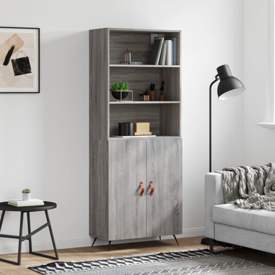 vidaXL Highboard grå sonoma 69,5x34x180 cm konstruert tre vidaXL Highboard grå sonoma 69,5x34x180 cm konstruert tre