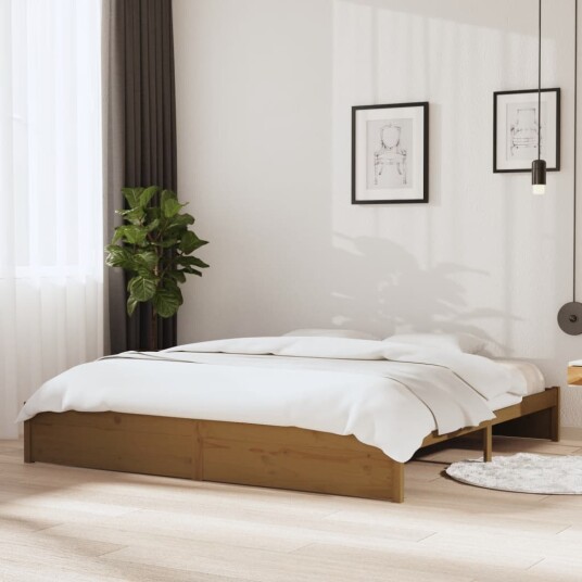 vidaXL Sengeramme honningbrun heltre 200x200 cm vidaXL Sengeramme honningbrun heltre 200x200 cm