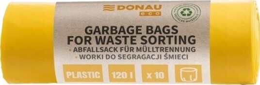 Donau Avfallsekker Eco For Sortering Av Plast 120 L 10 Stk. Gule Donau Avfallsekker Eco For Sortering Av Plast 120 L 10 Stk. Gule