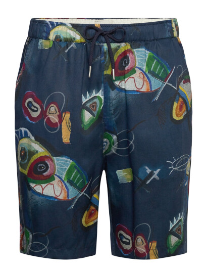 Scotch & Soda Fave - Relaxed Fit Printed Tencel Bermuda Short - Navy - 34