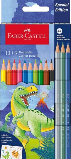 Faber Castell Fargestifter 10+3 stk Dinosaur Metallic