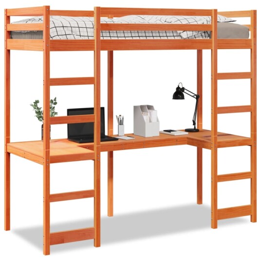  Ramme for køyeseng voksbrun brun 75x190 cm heltre furu 8721158373366