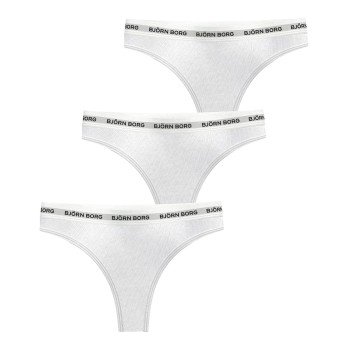 Björn Borg Truser 3P Logo Thong Hvit bomull Medium Dame Björn Borg Truser 3P Logo Thong Hvit bomull Medium Dame