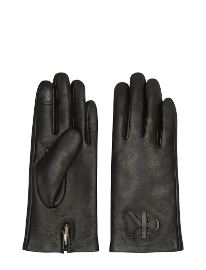 Calvin Klein Raised Ck Leather Glove - Black - S/M Calvin Klein Raised Ck Leather Glove - Black - S/M