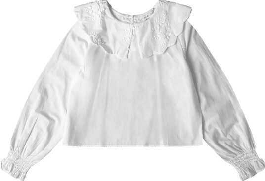Mango Embroidered Babydoll Collar Shirt WHITE 122