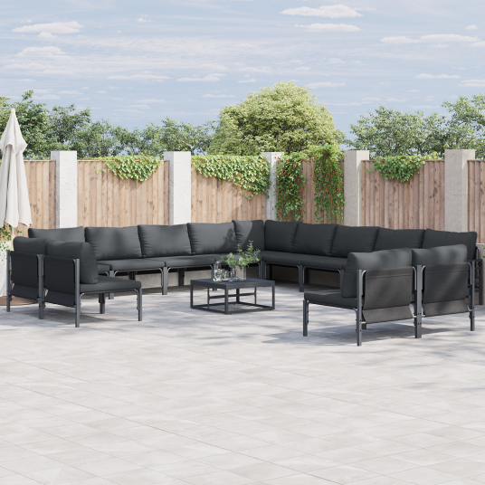 Hagesofa Set 14 pcs Antrasitt Stål Hagesofa Set 14 pcs Antrasitt Stål