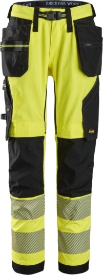 Snickers 6943 Håndverksbukse, HiVis kl.2 Mann, Str. C62, Gul/Sort