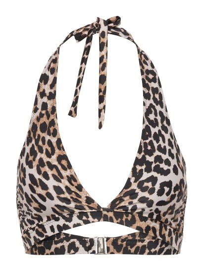 GANNI Recycled Core Printed Halterneck Bikini Top Brown 34 GANNI Recycled Core Printed Halterneck Bikini Top Brown 34